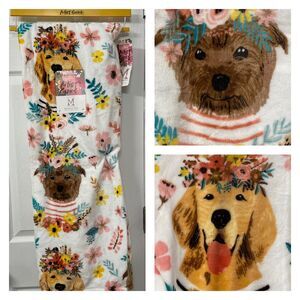 GOLDEN RETRIEVER YORKIE Berkshire Blanket 50x70 Throw Flowers MIA CHARRO Design